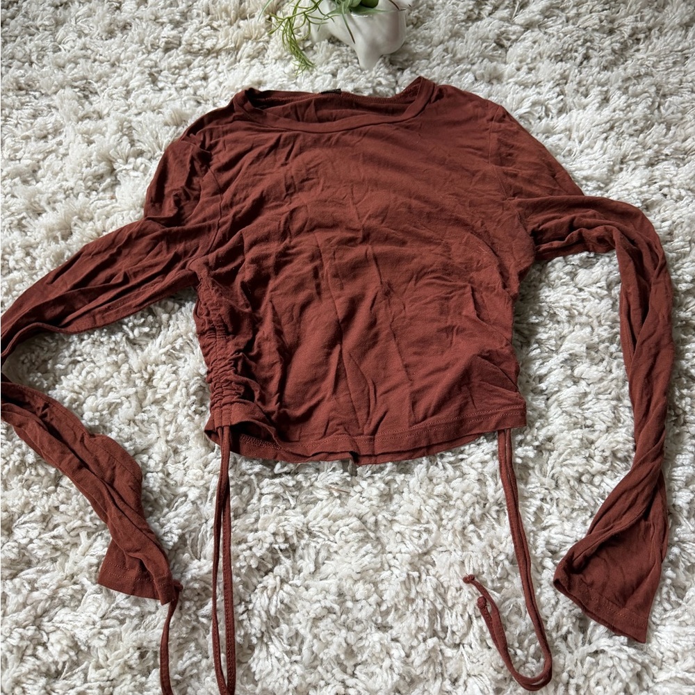 Chic Long crop top spring, long sleeve summer streetwear Rust Top